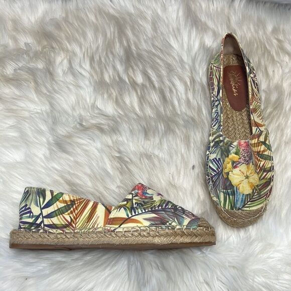 Sundias NWOT Tropical Palm Print Espadrilles Sz 40/9 - Picture 1 of 6